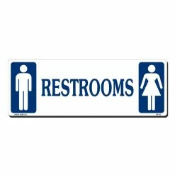 Lynch Sign 14 in. x 5 in. Restrooms Sign Printed on More Durable, Thicker, Longer Lasting Styrene Plastic