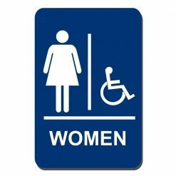 Lynch Sign 6 in. x 9 in. Women Accessible Braille for Latch Side of Door Sign