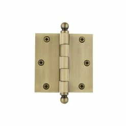 Nostalgic Warehouse 3.5 in. Ball Tip Residential Hinge with Square Corners in Antique Brass