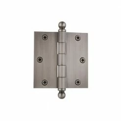 Nostalgic Warehouse 3.5 in. Ball Tip Residential Hinge with Square Corners in Antique Pewter