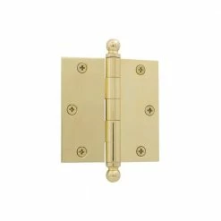 Nostalgic Warehouse 3.5 in. Ball Tip Residential Hinge with Square Corners in Polished Brass