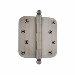 Nostalgic Warehouse 4 in. Ball Tip Residential Hinge with 5/8 in. Radius Corners in Antique Pewter