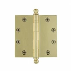 Nostalgic Warehouse 4.5 in. Ball Tip Heavy Duty Hinge with Square Corners in Polished Brass