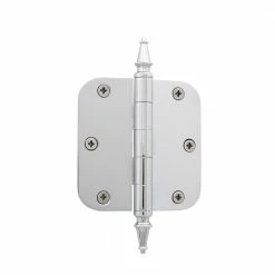 Nostalgic Warehouse 3.5 in. Bright Chrome Steeple Tip Residential Hinge with 5/8 in. Radius Corners