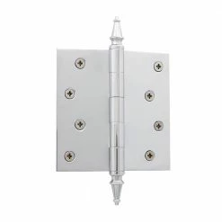 Nostalgic Warehouse 4 in. Steeple Tip Residential Hinge with Square Corners in Bright Chrome
