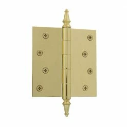 Nostalgic Warehouse 4 in. Steeple Tip Residential Hinge with Square Corners in Polished Brass