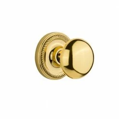 Nostalgic Warehouse Rope Rosette Double Dummy New York Door Knob in Polished Brass