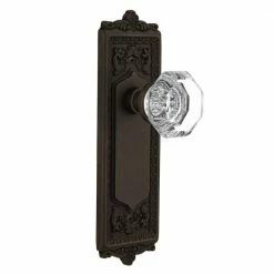 Nostalgic Warehouse Egg and Dart Plate Double Dummy Waldorf Door Knob in Oil-Rubbed Bronze