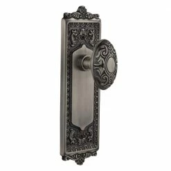 Nostalgic Warehouse Egg and Dart Plate Double Dummy Victorian Door Knob in Antique Pewter