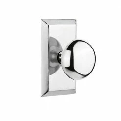 Nostalgic Warehouse Studio Plate Double Dummy New York Door Knob in Bright Chrome
