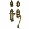 Nostalgic Warehouse Victorian Plate 2-3/4 in. Backset S Grip Antique Brass Entry Set Fleur Door Handle -Nostalgic Warehouse Sales nostalgic warehouse entry door handles 771351 64 1000