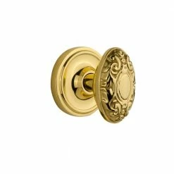 Nostalgic Warehouse Classic Rosette Interior Mortise Victorian Door Knob in Polished Brass