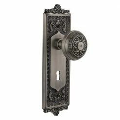 Nostalgic Warehouse Egg and Dart Plate Interior Mortise Egg and Dart Door Knob in Antique Pewter