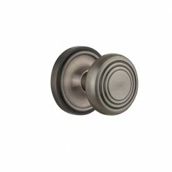 Nostalgic Warehouse Classic Rosette Interior Mortise Deco Door Knob in Antique Pewter
