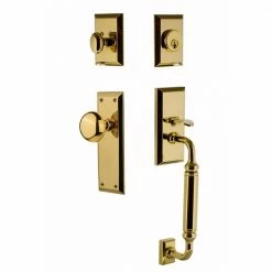 Nostalgic Warehouse New York Plate 2-3/4 in. Backset Lifetime Brass C Grip Entry Set New York Knob