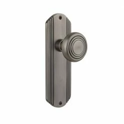 Nostalgic Warehouse Deco Plate 2-3/8 in. Backset Antique Pewter Passage Hall/Closet Deco Door Knob
