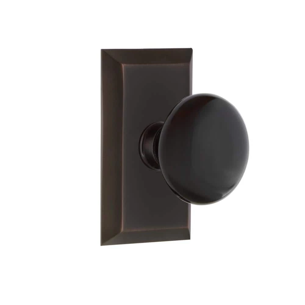 Nostalgic Warehouse Studio Plate 2-3/8 in. Backset Timeless Bronze Passage Hall/Closet Black Porcelain Door Knob 3 Nostalgic Warehouse Studio Plate 2-3/8 in. Backset Timeless Bronze Passage Hall/Closet Black Porcelain Door Knob