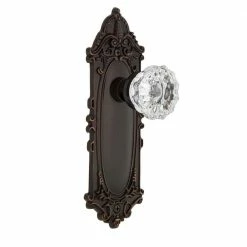 Nostalgic Warehouse Victorian Plate 2-3/4 in. Backset Timeless Bronze Passage Hall/Closet Crystal Glass Door Knob