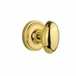 Nostalgic Warehouse Classic Rosette 2-3/8 in. Backset Unlacquered Brass Passage Hall/Closet Homestead Door Knob