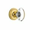 Nostalgic Warehouse Classic Rosette 2-3/8 in. Backset Unlacquered Brass Passage Hall/Closet Oval Clear Crystal Glass Door Knob