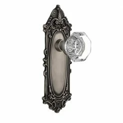 Nostalgic Warehouse Victorian Plate 2-3/8 in. Backset Antique Pewter Privacy Bed/Bath Waldorf Door Knob