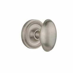 Nostalgic Warehouse Rope Rosette 2-3/8 in. Backset Satin Nickel Privacy Bed/Bath Homestead Door Knob