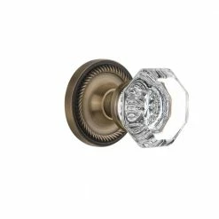 Nostalgic Warehouse Rope Rosette 2-3/8 in. Backset Antique Brass Privacy Bed/Bath Waldorf Door Knob