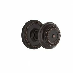 Nostalgic Warehouse Rope Rosette 2-3/8 in. Backset Timeless Bronze Privacy Bed/Bath Meadows Door Knob