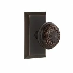 Nostalgic Warehouse Studio Plate 2-3/8 in. Backset Timeless Bronze Privacy Bed/Bath Egg & Dart Door Knob
