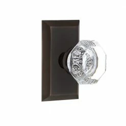 Nostalgic Warehouse Studio Plate 2-3/8 in. Backset Timeless Bronze Privacy Bed/Bath Waldorf Door Knob