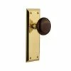 Nostalgic Warehouse New York Plate 2-3/8 in. Backset Polished Brass Privacy Bed/Bath Brown Porcelain Door Knob 1 Nostalgic Warehouse New York Plate 2-3/8 in. Backset Polished Brass Privacy Bed/Bath Brown Porcelain Door Knob -Nostalgic Warehouse Sales nostalgic warehouse privacy door knobs 710753 64 1000