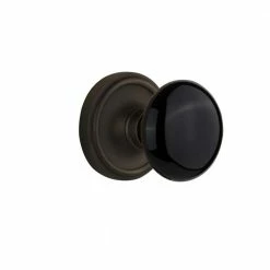 Nostalgic Warehouse Classic Rosette 2-3/4 in. Backset Oil-Rubbed Bronze Privacy Bed/Bath Black Porcelain Door Knob