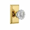 Nostalgic Warehouse Studio Plate 2-3/8 in. Backset Polished Brass Privacy Bed/Bath Crystal Glass Door Knob