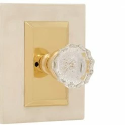 Nostalgic Warehouse Studio Plate 2-3/8 in. Backset Polished Brass Privacy Bed/Bath Crystal Glass Door Knob -Nostalgic Warehouse Sales nostalgic warehouse privacy door knobs 713308 a0 1000