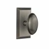 Nostalgic Warehouse Studio Plate 2-3/8 in. Backset Antique Pewter Privacy Bed/Bath Homestead Door Knob