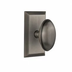 Nostalgic Warehouse Studio Plate 2-3/8 in. Backset Antique Pewter Privacy Bed/Bath Homestead Door Knob