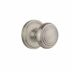 Nostalgic Warehouse Classic Rosette 2-3/4 in. Backset Satin Nickel Privacy Bed/Bath Deco Door Knob