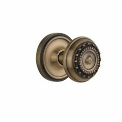 Nostalgic Warehouse Classic Rosette 2-3/4 in. Backset Antique Brass Privacy Bed/Bath Meadows Door Knob
