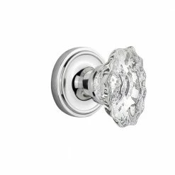 Nostalgic Warehouse Classic Rosette 2-3/8 in. Backset Bright Chrome Privacy Bed/Bath Chateau Door Knob
