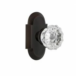 Nostalgic Warehouse Cottage Plate 2-3/4 in. Backset Timeless Bronze Privacy Bed/Bath Crystal Glass Door Knob