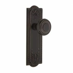 Nostalgic Warehouse Meadows Plate 2-3/4 in. Backset Timeless Bronze Privacy Bed/Bath Deco Door Knob