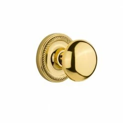 Nostalgic Warehouse Rope Rosette 2-3/8 in. Backset Unlacquered Brass Privacy Bed/Bath New York Door Knob
