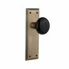 Nostalgic Warehouse New York Plate 2-3/4 in. Backset Antique Brass Privacy Bed/Bath Black Porcelain Door Knob -Nostalgic Warehouse Sales nostalgic warehouse privacy door knobs 717291 64 1000