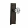 Nostalgic Warehouse New York Plate 2-3/4 in. Backset Oil-Rubbed Bronze Privacy Bed/Bath Crystal Glass Door Knob