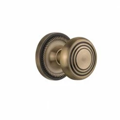 Nostalgic Warehouse Rope Rosette 2-3/4 in. Backset Antique Brass Privacy Bed/Bath Deco Door Knob
