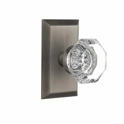 Nostalgic Warehouse Studio Plate 2-3/4 in. Backset Antique Pewter Privacy Bed/Bath Waldorf Door Knob