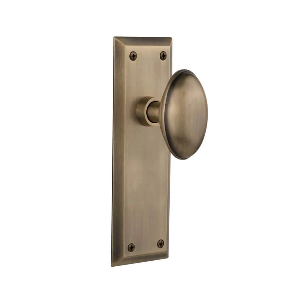 Nostalgic Warehouse New York Plate 2-3/8 in. Backset Antique Brass Privacy Bed/Bath Homestead Door Knob 3 Nostalgic Warehouse New York Plate 2-3/8 in. Backset Antique Brass Privacy Bed/Bath Homestead Door Knob