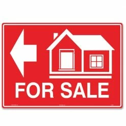 Lynch Sign 14 in. x 10 in. House For Sale Sign (Left Arrow) Printed on More Durable Longer-Lasting Thicker Styrene Plastic.