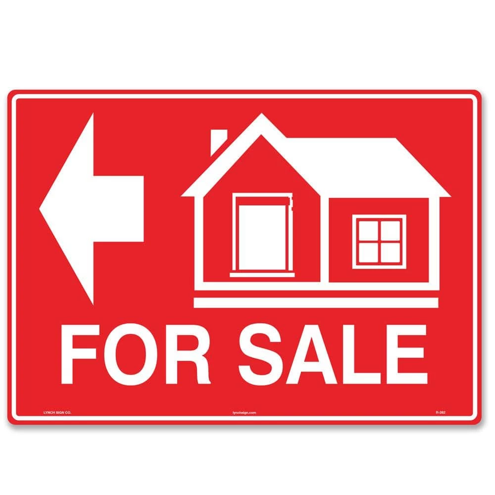 Lynch Sign 14 in. x 10 in. House For Sale Sign (Left Arrow) Printed on More Durable Longer-Lasting Thicker Styrene Plastic. 3 Lynch Sign 14 in. x 10 in. House For Sale Sign (Left Arrow) Printed on More Durable Longer-Lasting Thicker Styrene Plastic.