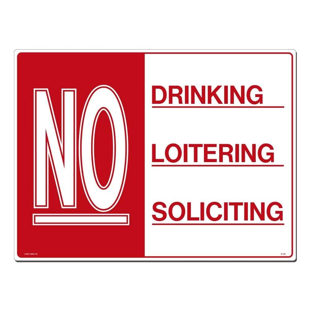 Lynch Sign 24 in. x 18 in. Red & White Printed on More Durable, Longer-Lasting, Polystyrene No Drinking -Loitering -Soliciting Sign 3 Lynch Sign 24 in. x 18 in. Red & White Printed on More Durable, Longer-Lasting, Polystyrene No Drinking -Loitering -Soliciting Sign